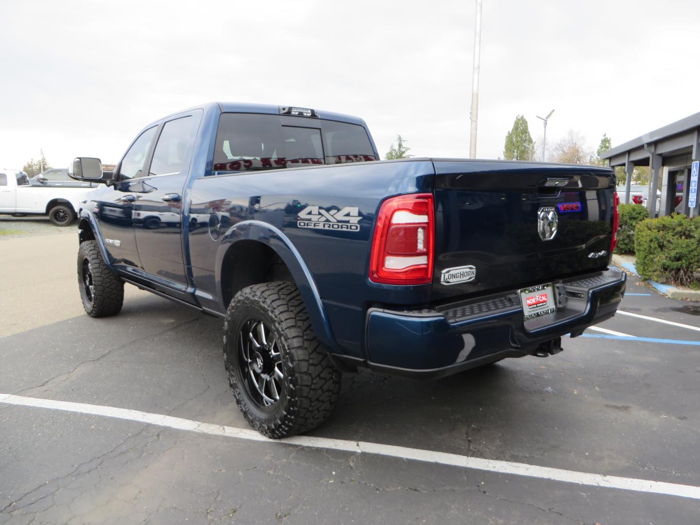 2022 BLUE /BROWN RAM 2500 Limited Longhorn Crew Cab SWB 4WD (3C6UR5GL7NG) with an 6.7L L6 OHV 24V TURBO DIESEL engine, 6A transmission, located at 2630 Grass Valley Highway, Auburn, CA, 95603, (530) 508-5100, 38.937893, -121.095482 - Beautiful Ram Limited Longhorn with a level kit, 20" Fittipaldi wheels, Toyo Open Country RT Trail tires, and a Demco 18K sliding 5th wheel hitch. - Photo#6